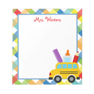 School Bus Teacher Personalized Notepad