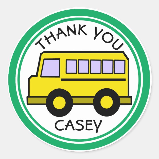 School Bus Thank You Classic Round Sticker (Front)