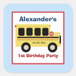 School Bus Town Square Favour Stickers (6 Large)