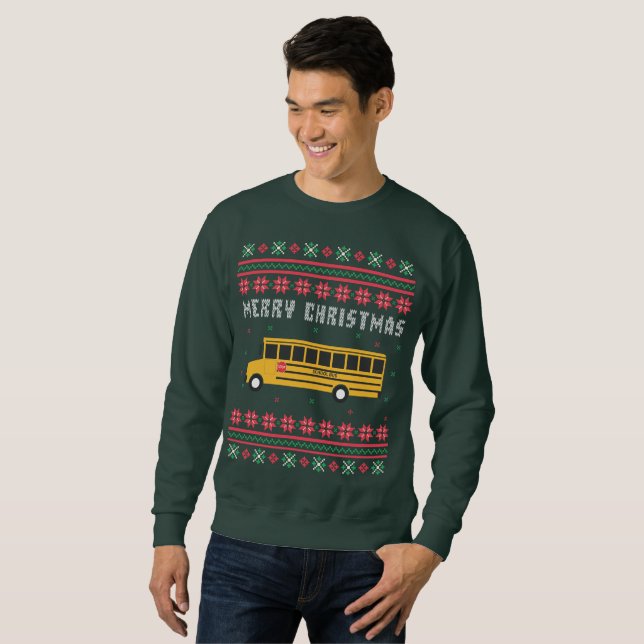 School Bus Ugly Christmas Sweater (Front Full)