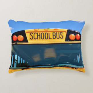 School Bus With Amber & Red Lights Accent Pillow