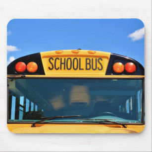School Bus With Amber & Red Lights Mouse Pad