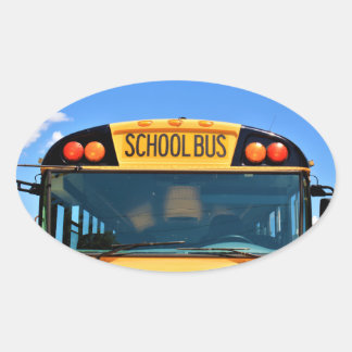 School bus With Amber & Red Lights Oval Sticker