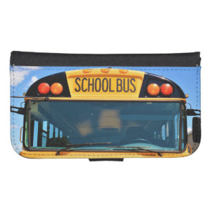 School Bus With Amber & Red Lights Samsung S4 Wallet Case