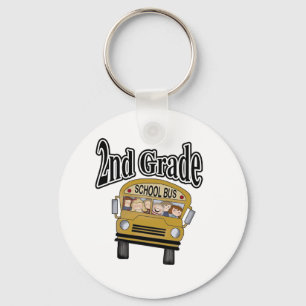 School Bus with Kids 2nd Grade Keychain