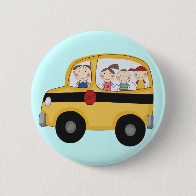 School Bus with Kids T-shirts and Gifts 2 Inch Round Button (Front)