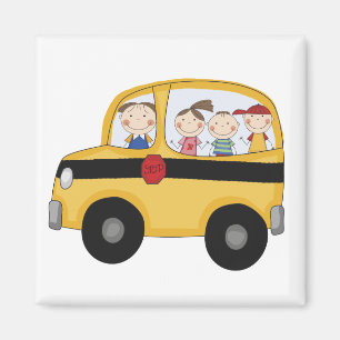 School Bus with Kids T-shirts and Gifts Magnet