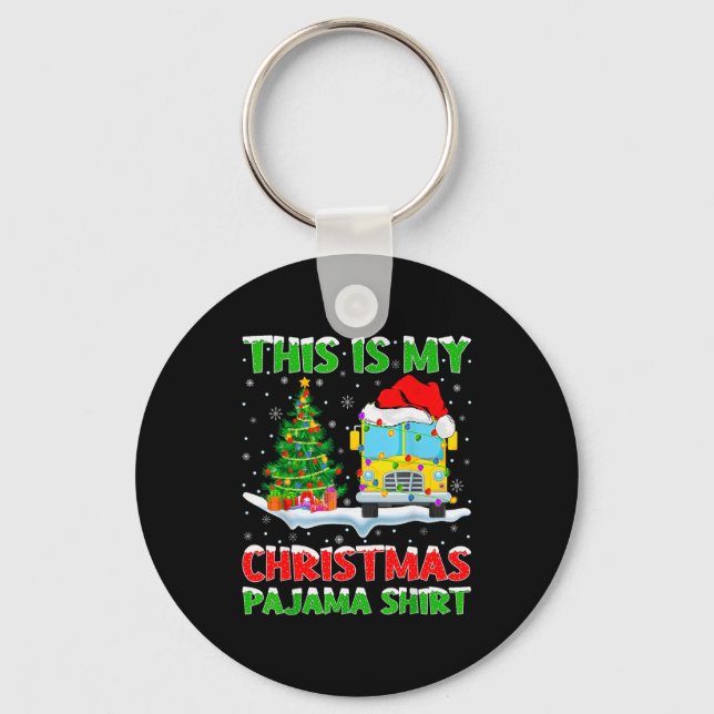 School Bus Xmas Tree Lights This Is My Christmas P Keychain (Front)