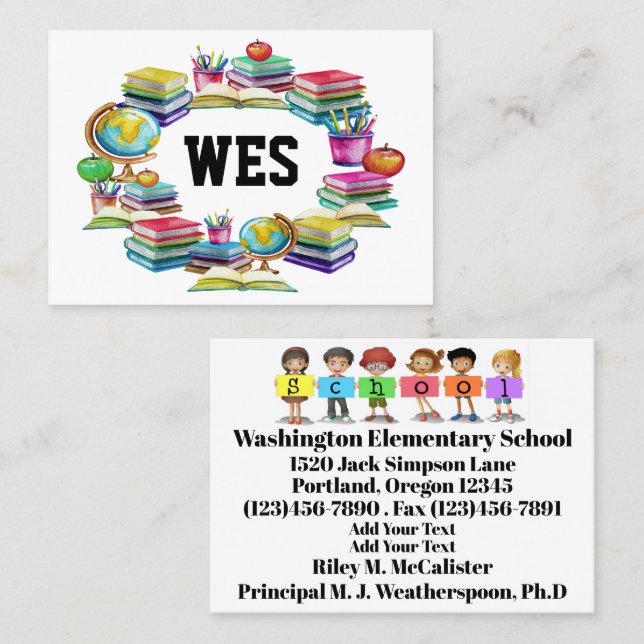 School Business Contact Card (Front/Back)