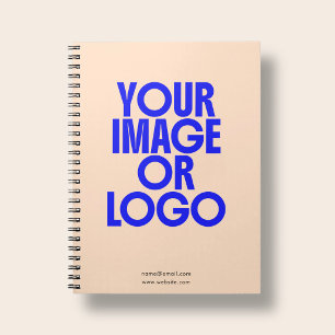 School Business Logo Photo Orange Peach Notebook