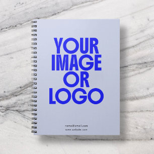 School Business Logo Photo Periwinkle Blue Notebook