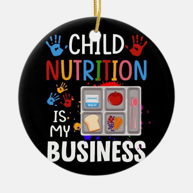 School Cafeteria Worker Lunch Lady Food Tray Child Ceramic Ornament (Front)
