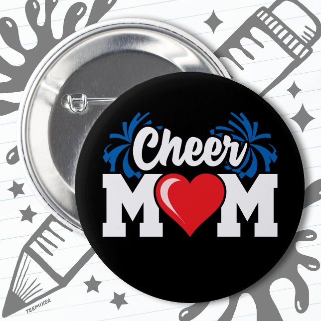 School Cheerleader Squad Sports Proud Cheer Mom 2 Inch Round Button (Creator Uploaded)