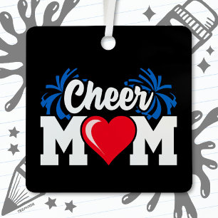 School Cheerleader Squad Sports Proud Cheer Mom Metal Ornament