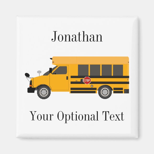 School Children Bus Square Magnet (Front)