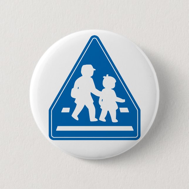 School Children Crossing >> Japanese Traffic Sign 2 Inch Round Button (Front)