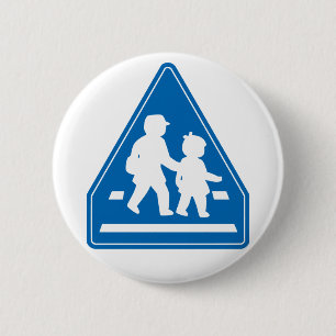 School Children Crossing >> Japanese Traffic Sign 2 Inch Round Button