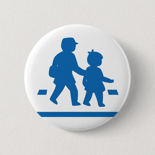 School Children Crossing >> Japanese Traffic Sign 2 Inch Round Button (Front)