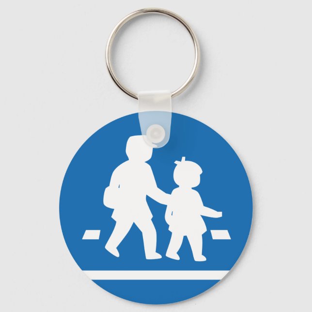 School Children Crossing >> Japanese Traffic Sign Keychain (Front)