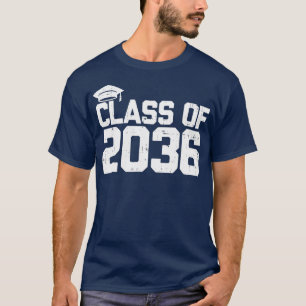 School Class Of 2036 Grow With Me Handprints Space T-Shirt
