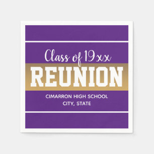 School Class Reunion Any Year Purple Gold Napkins