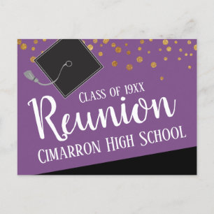 School Class Reunion Faux Gold Confetti Announceme Announcement Postcard