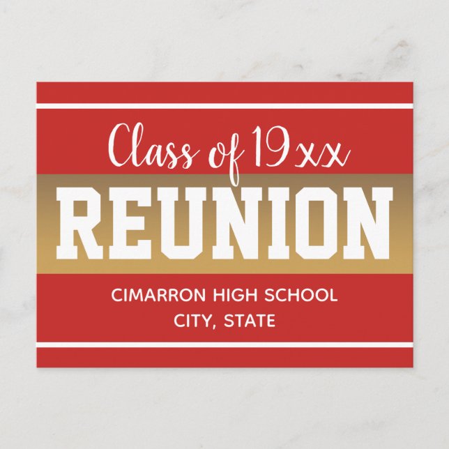 School Class Reunion Save the Date Red Announcement Postcard (Front)