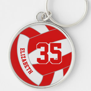 school club colours red white volleyball team gift keychain