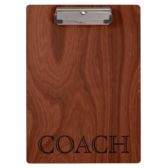 School Coach Gift | Classy Mahogany Wood Look Clipboard