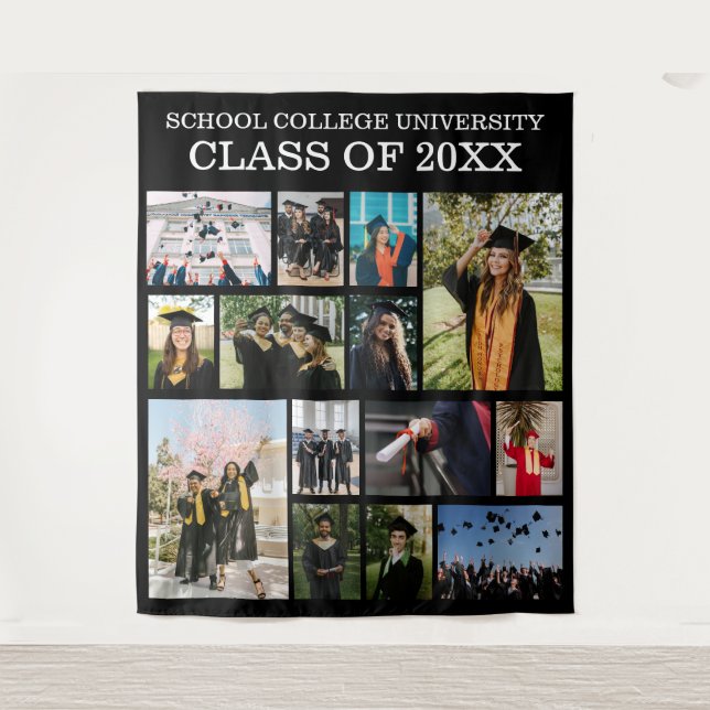 School College University Graduation Class Photo Tapestry (Front)