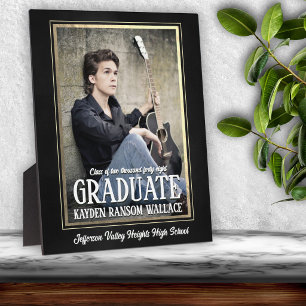 School Colors Black and Gold Photo Keepsake Plaque