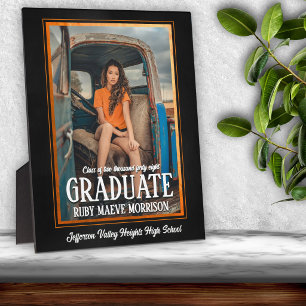 School Colors Black and Orange Photo Keepsake Plaque