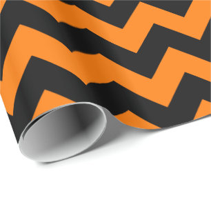 School Colors Chevron Gift Wrap-Orange and Black Wrapping Paper