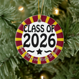 School Colors Class of 2026 Photo Ceramic Ornament
