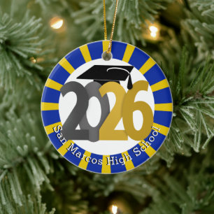 School Colors Class of 2026 Photo Ceramic Ornament
