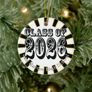 School Colors Class of 2026 Photo Ceramic Ornament