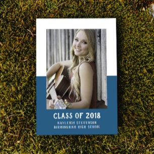 School Colour Block Graduation Invite   Blue