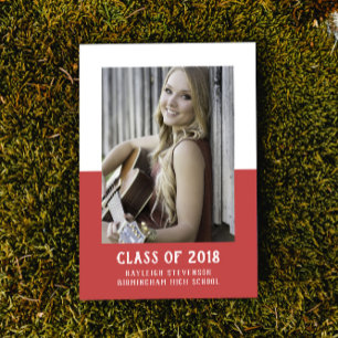 School Colour Block Graduation Invite Red