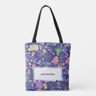 School colourful pattern tote bag