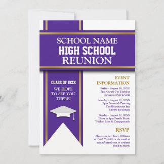 School Colours Banner Custom Class Reunion Invitation