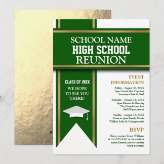 School Colours Banner Custom Class Reunion Invitation