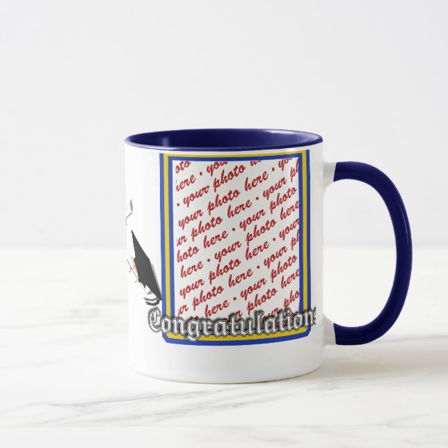 School Colours  Blue & Gold Graduation Frame Mug (Right)