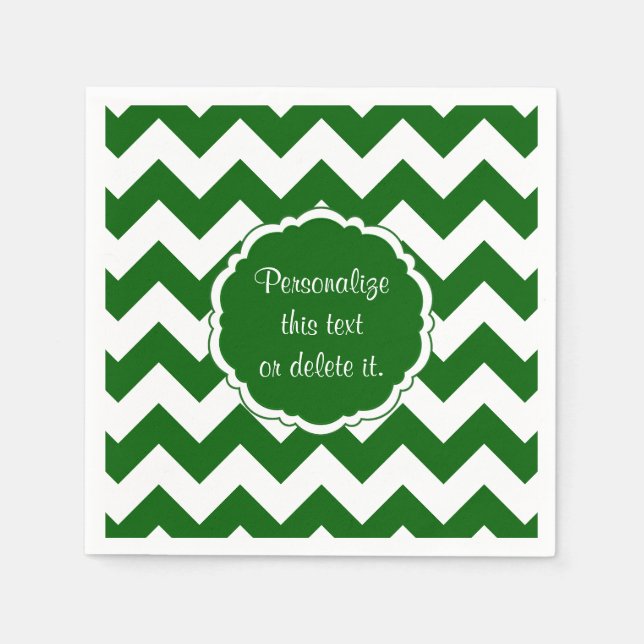 School-Colours-Chevron, Green and White- Napkin (Front)