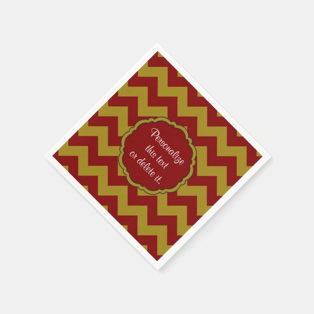 School-Colours-Chevron, Maroon-Gold- Napkin (Corner)