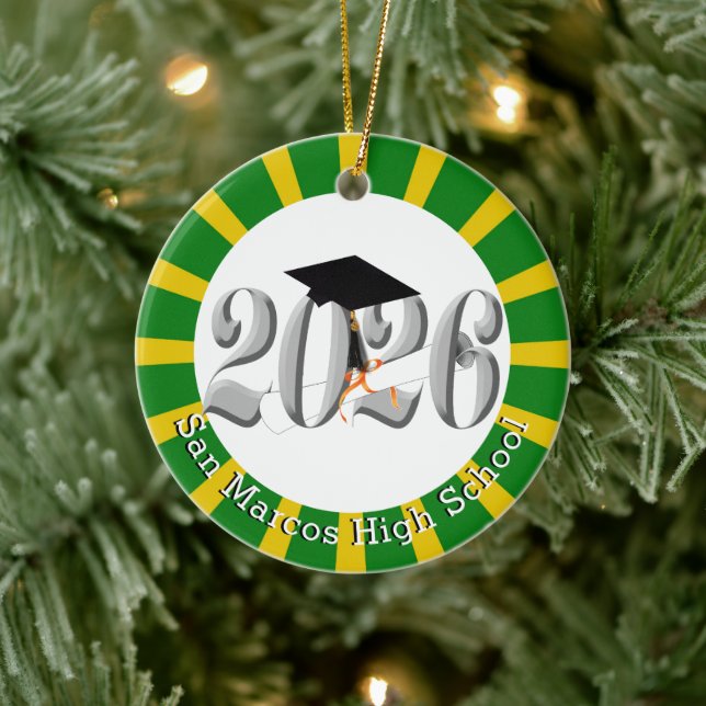 School Colours Class of 2026 Photo Ceramic Ornament (Tree)