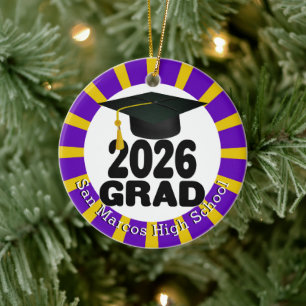 School Colours Class of 2026 Photo Ceramic Ornament