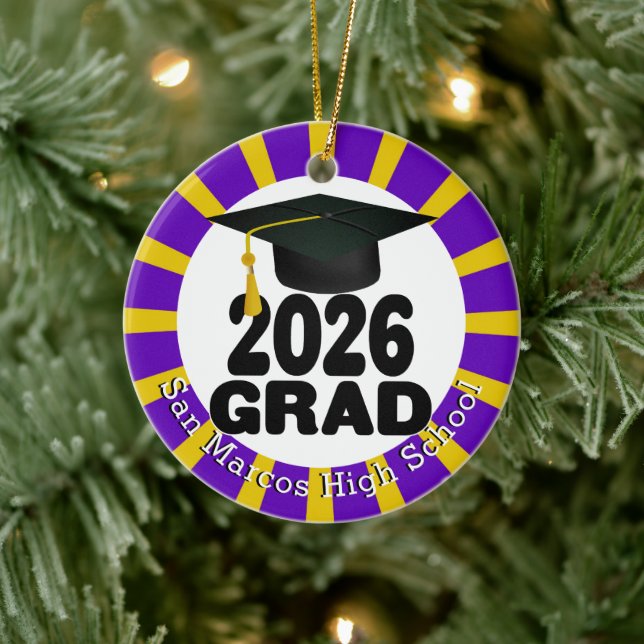 School Colours Class of 2026 Photo Ceramic Ornament (Tree)