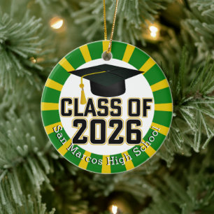 School Colours Class of 2026 Photo Ceramic Ornament