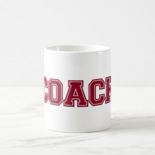School Colours COACH Mug, Burgundy White Coffee Mug