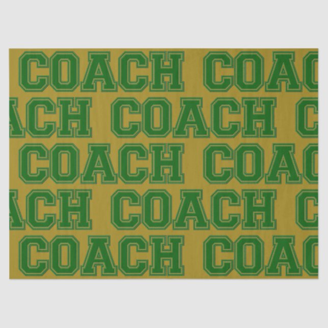 School Colours COACH Varsity Letters-Green-Gold Tissue Paper (Front)